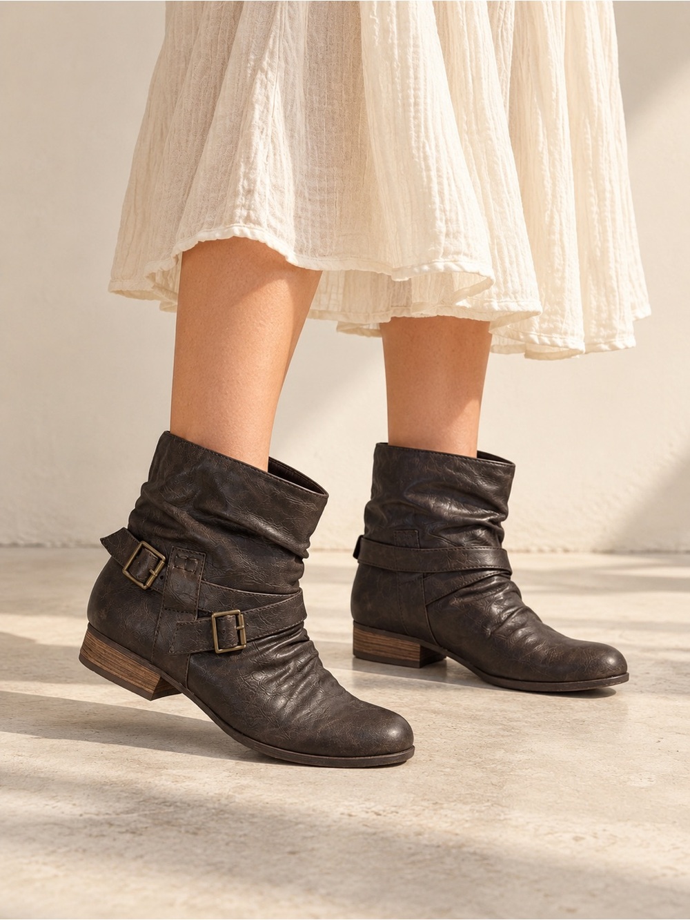 Diba Brown Ankle Booties with Buckle Details Women's 7.5